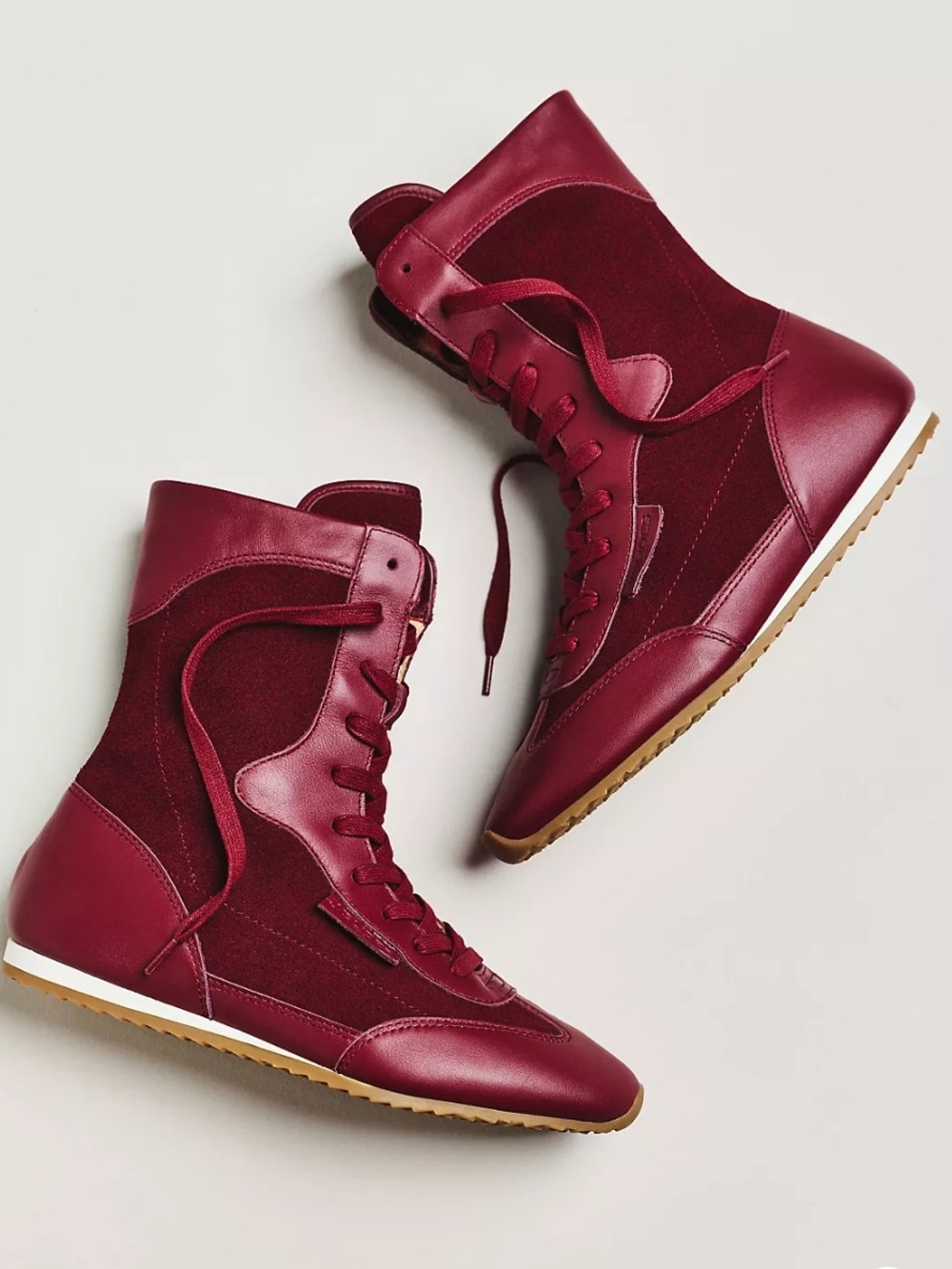 J/SLIDES Women's Burgundy Lace-Up High-Top Boots